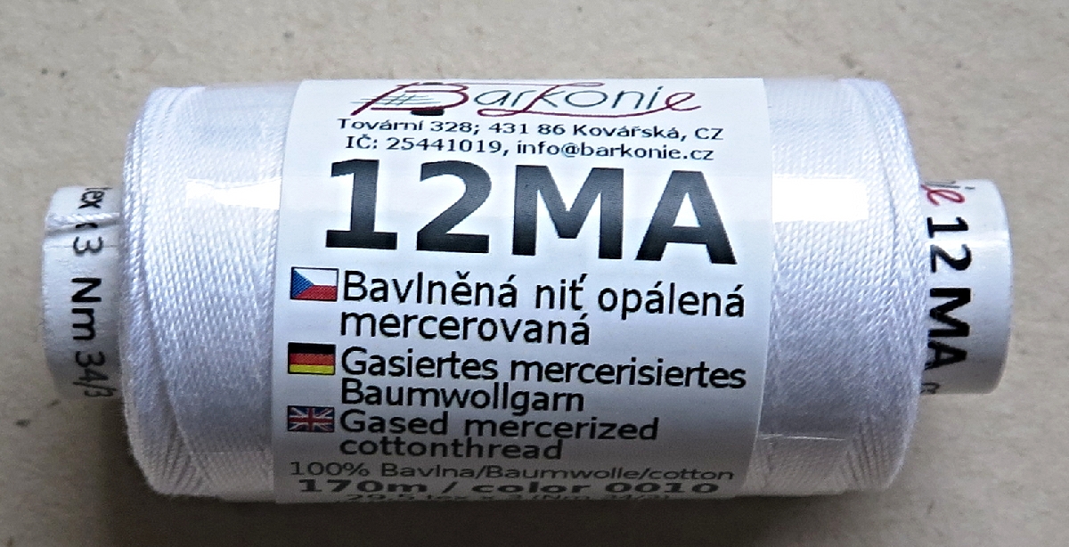 Bavlna bílá mercerovaná 12 MA
